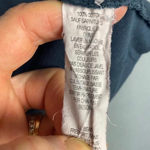 LL Bean Mens XL Carefree Unshrinkable Blue Cotton Crew Neck Short Sleeve T Shirt - Picture 5 of 7